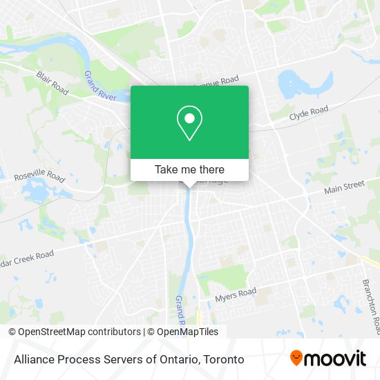 Alliance Process Servers of Ontario map