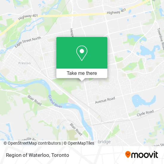 Region of Waterloo map