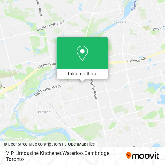 VIP Limousine Kitchener.Waterloo.Cambridge map