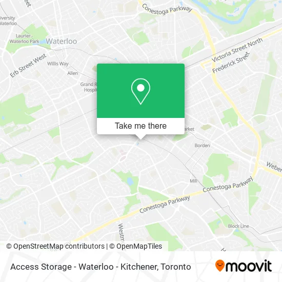 Access Storage - Waterloo - Kitchener map