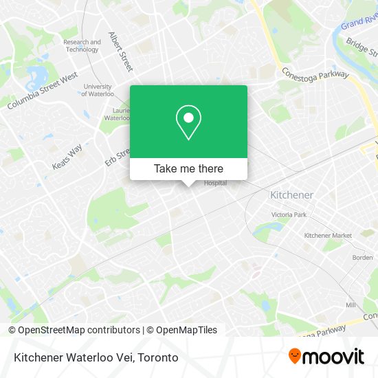 Kitchener Waterloo Vei map