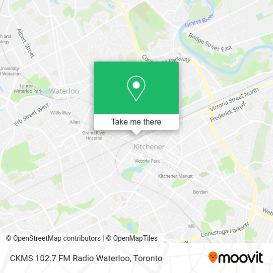 CKMS 102.7 FM Radio Waterloo map