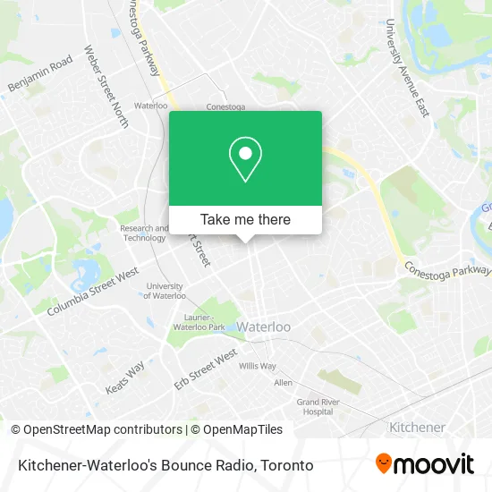Kitchener-Waterloo's Bounce Radio map