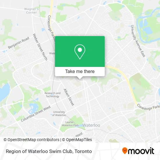 Region of Waterloo Swim Club map