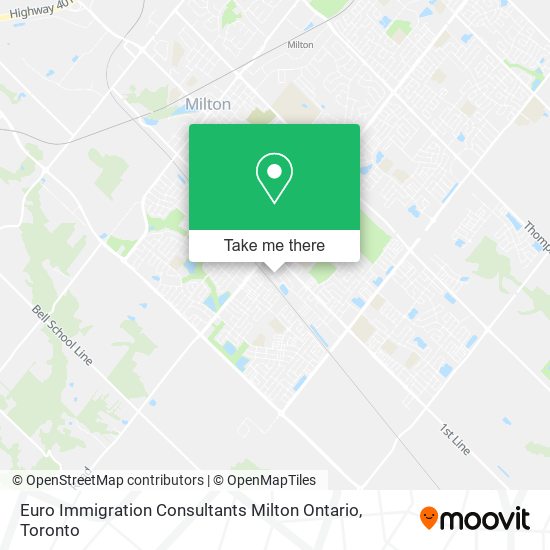 Euro Immigration Consultants Milton Ontario map