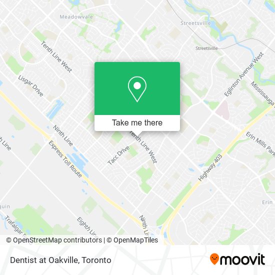 Dentist at Oakville map