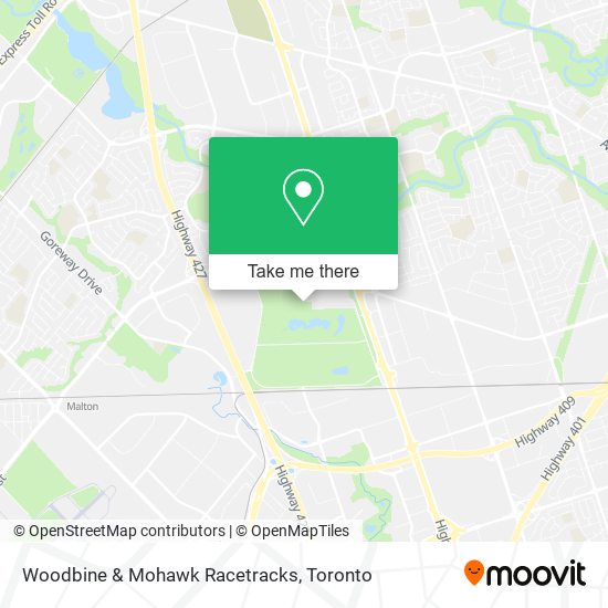 Woodbine & Mohawk Racetracks map