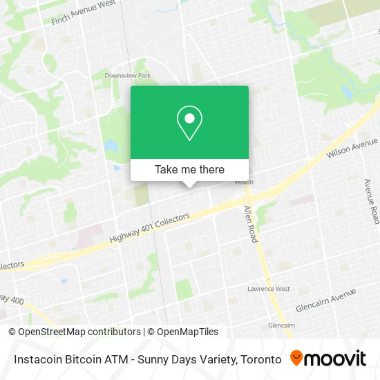 Instacoin Bitcoin ATM - Sunny Days Variety map