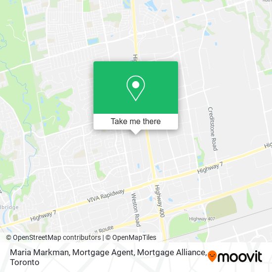 Maria Markman, Mortgage Agent, Mortgage Alliance map