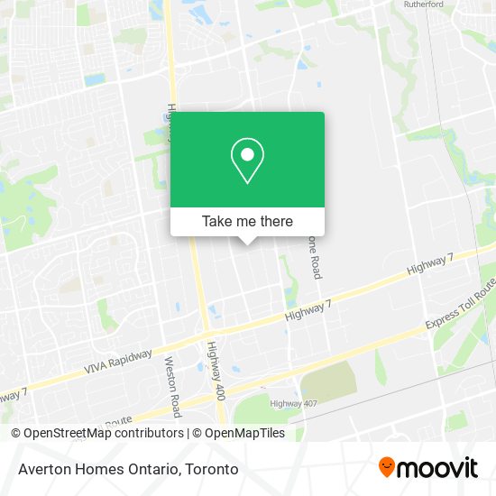 Averton Homes Ontario map
