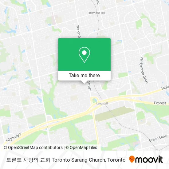 토론토 사랑의 교회 Toronto Sarang Church map
