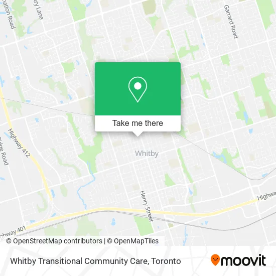 Whitby Transitional Community Care map