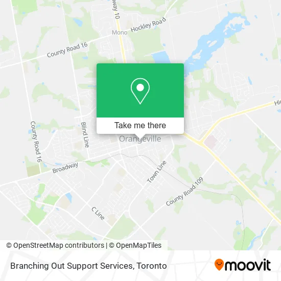 Branching Out Support Services map