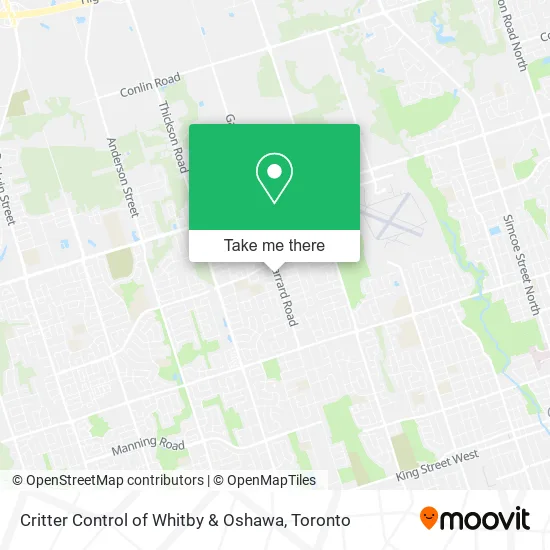 Critter Control of Whitby & Oshawa map
