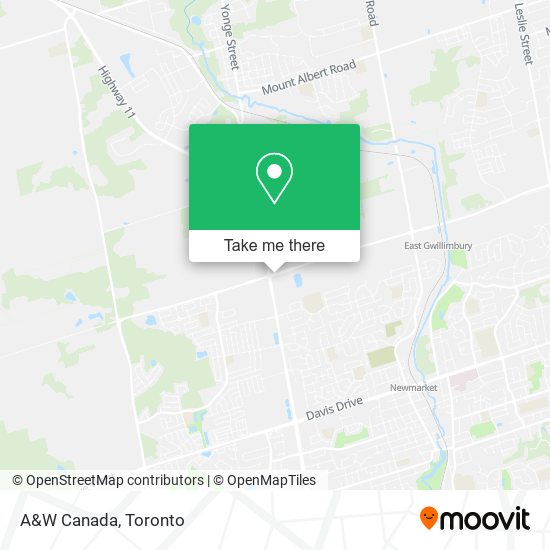 A&W Canada map