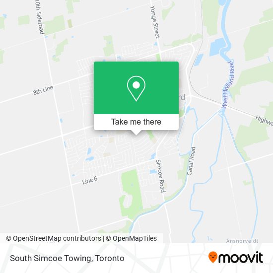 South Simcoe Towing map