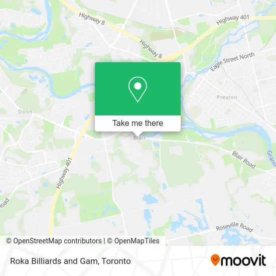 Roka Billiards and Gam map