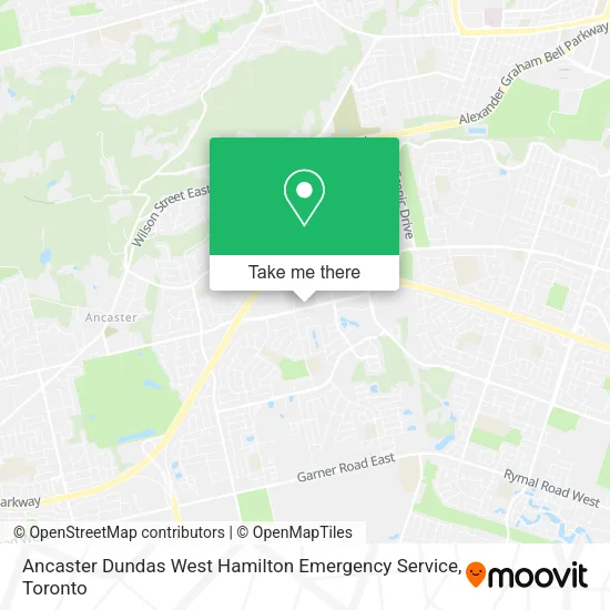 Ancaster Dundas West Hamilton Emergency Service map