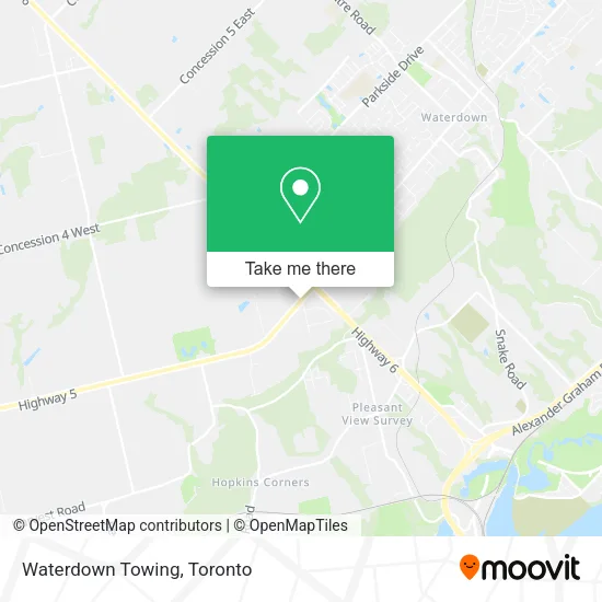 Waterdown Towing map
