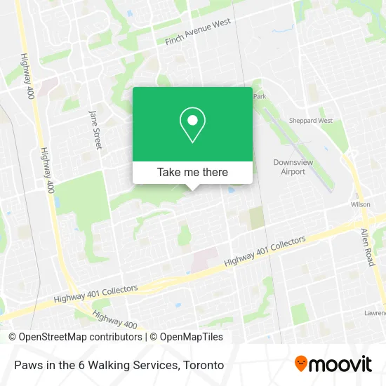 Paws in the 6 Walking Services map