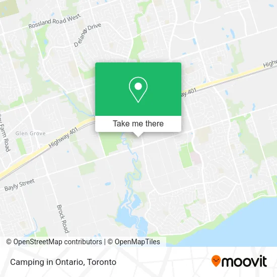 Camping in Ontario map