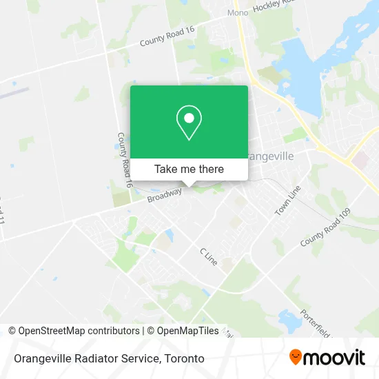 Orangeville Radiator Service map