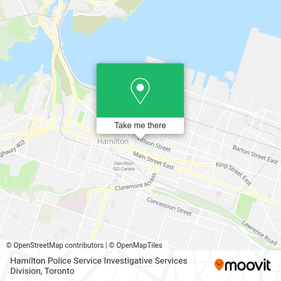 Hamilton Police Service Investigative Services Division map