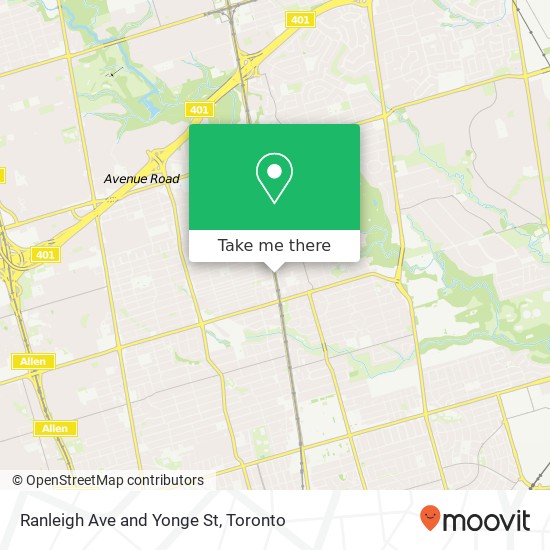 Ranleigh Ave and Yonge St map