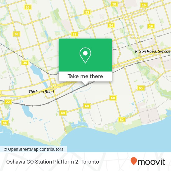 Oshawa GO Station Platform 2 map