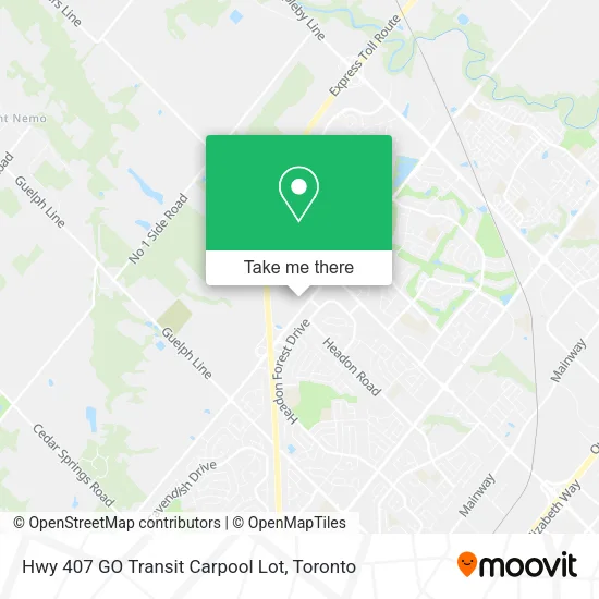 Hwy 407 GO Transit Carpool Lot map