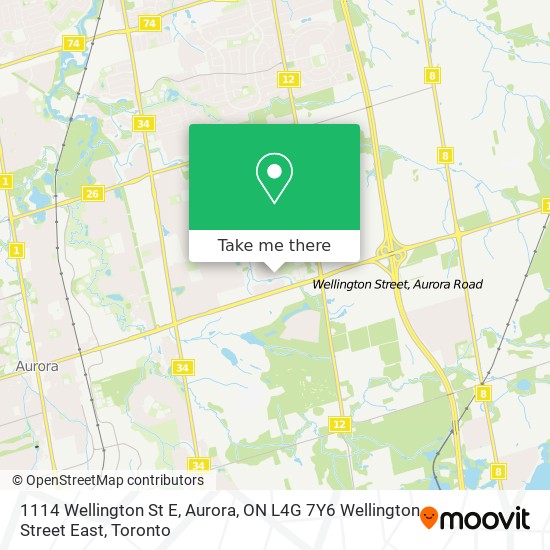 1114 Wellington St E, Aurora, ON L4G 7Y6 Wellington Street East map