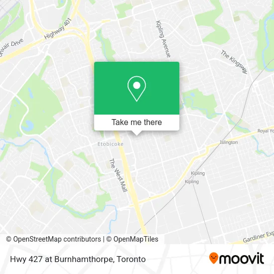 Hwy 427 at Burnhamthorpe map