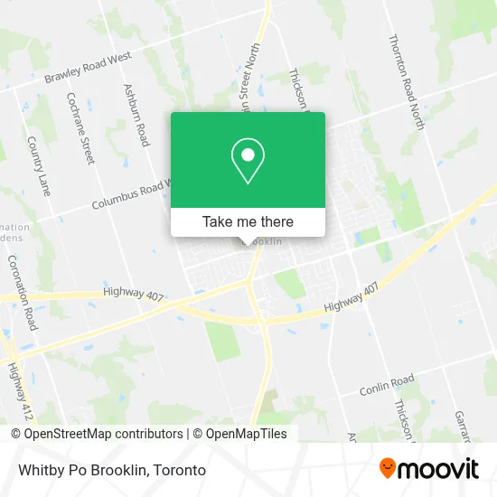 Whitby Po Brooklin map