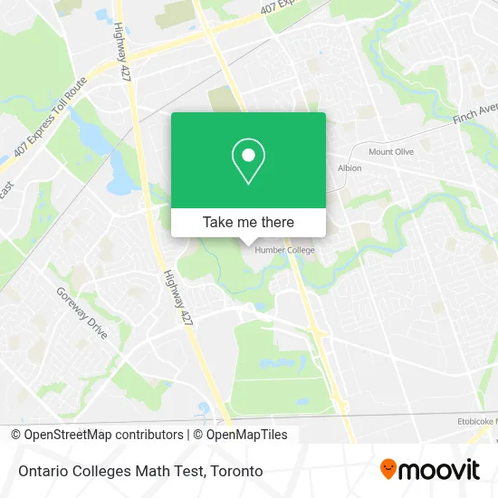 Ontario Colleges Math Test map