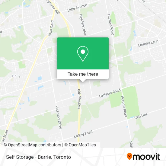 Self Storage - Barrie map