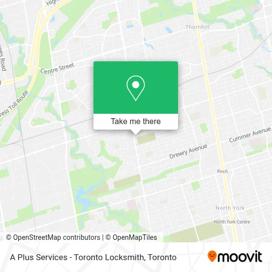 A Plus Services - Toronto Locksmith map