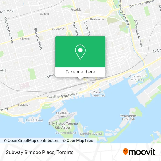 Subway Simcoe Place map