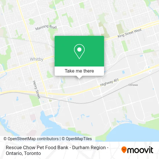 Rescue Chow Pet Food Bank - Durham Region - Ontario map