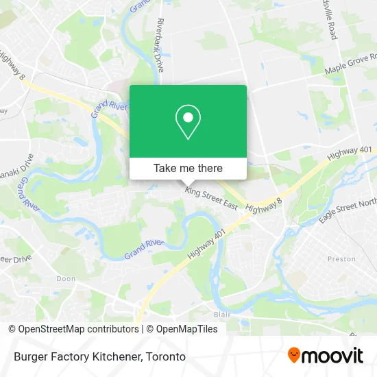 Burger Factory Kitchener map