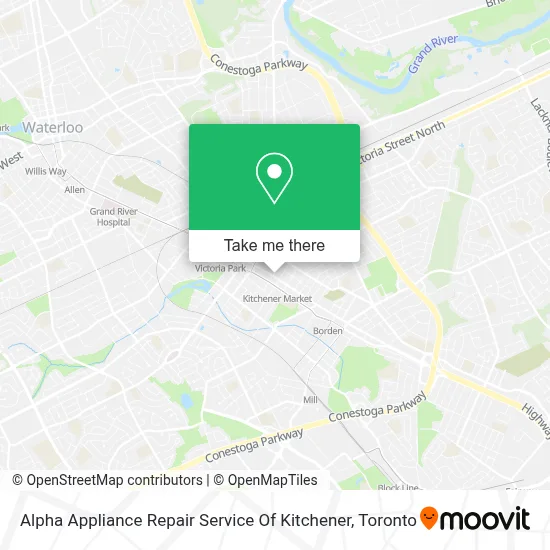 Alpha Appliance Repair Service Of Kitchener map