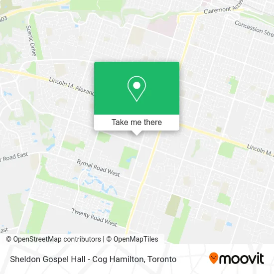 Sheldon Gospel Hall - Cog Hamilton map