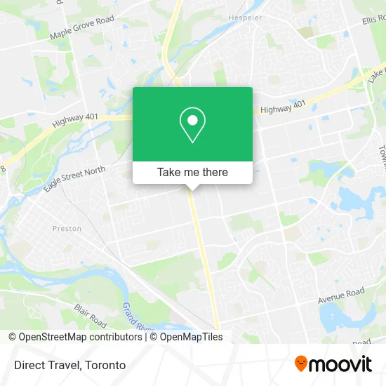 Direct Travel map