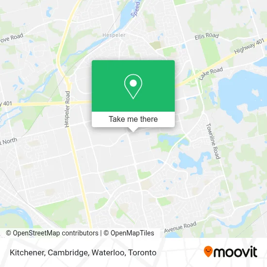 Kitchener, Cambridge, Waterloo map