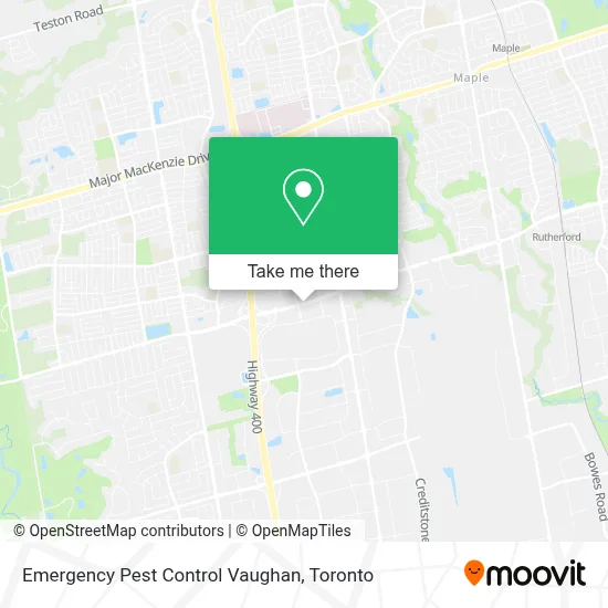 Emergency Pest Control Vaughan map