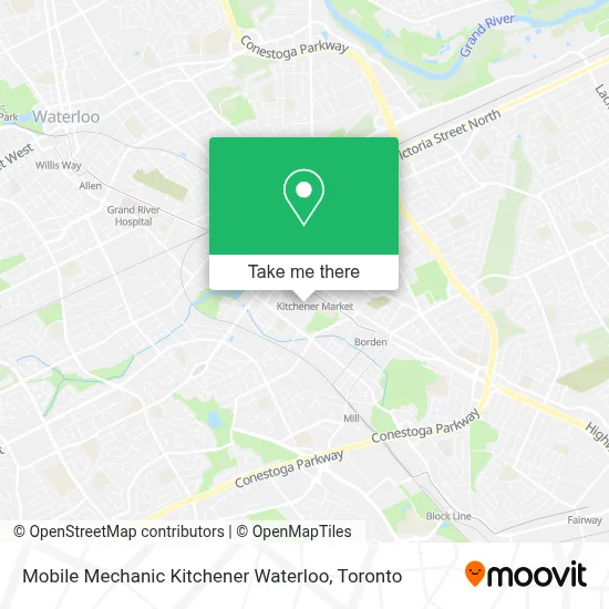 Mobile Mechanic Kitchener Waterloo map