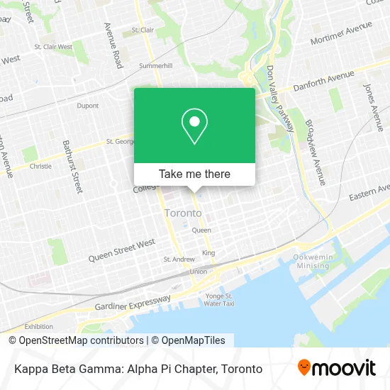 Kappa Beta Gamma: Alpha Pi Chapter map