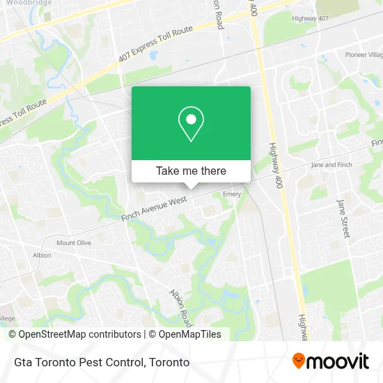 Gta Toronto Pest Control map