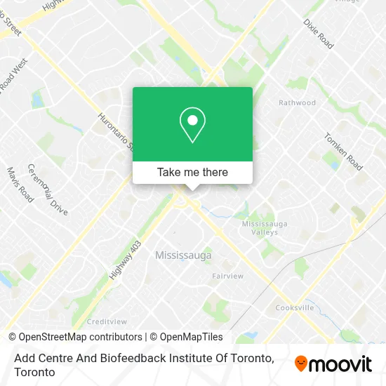 Add Centre And Biofeedback Institute Of Toronto map