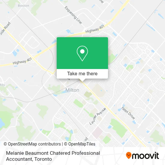 Melanie Beaumont Chatered Professional Accountant map