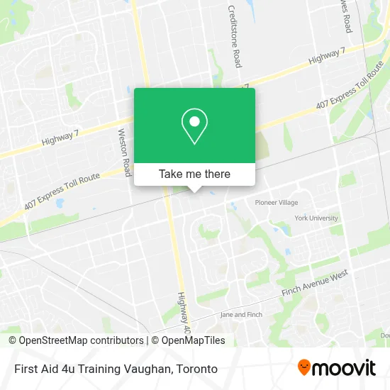 First Aid 4u Training Vaughan map